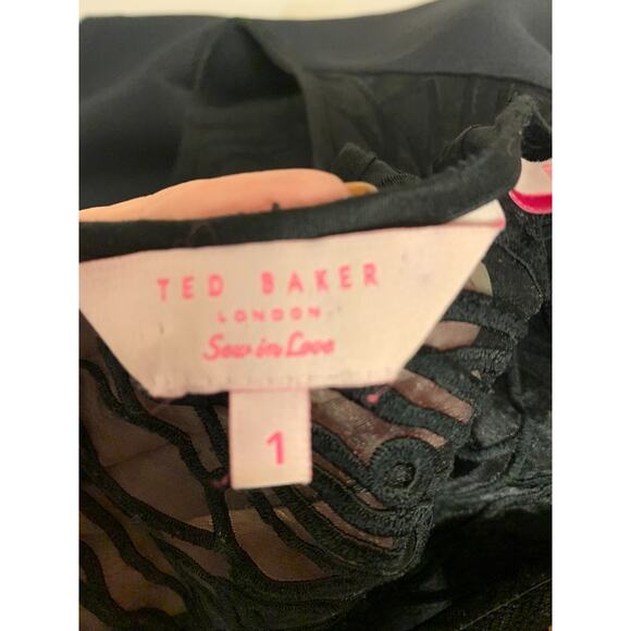 Ted Baker Dress Size 1 (XS) Black Vemma Lace Skater Mini Edgy Sheer Trendy - Picture 6 of 11